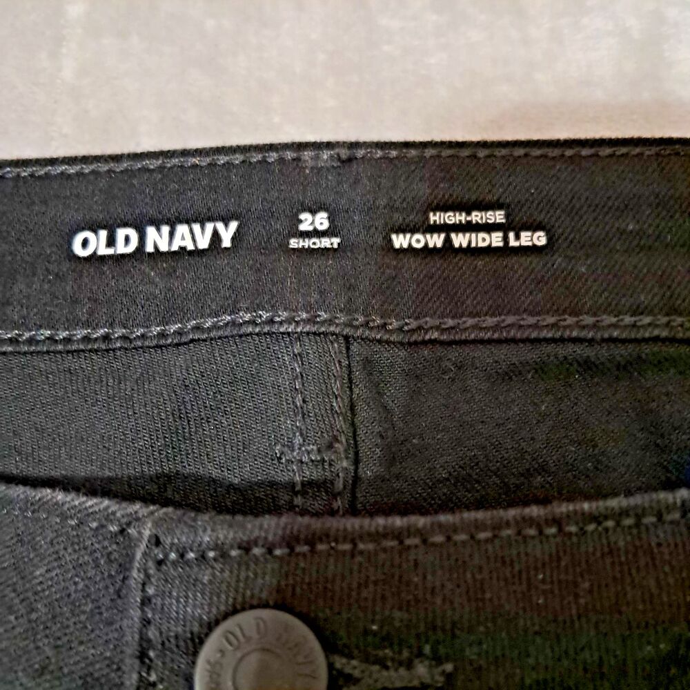 Old Navy Wow High Rise Womens Wide Leg Black Jeans Size 26 Short Denim New - Picture 2 of 15